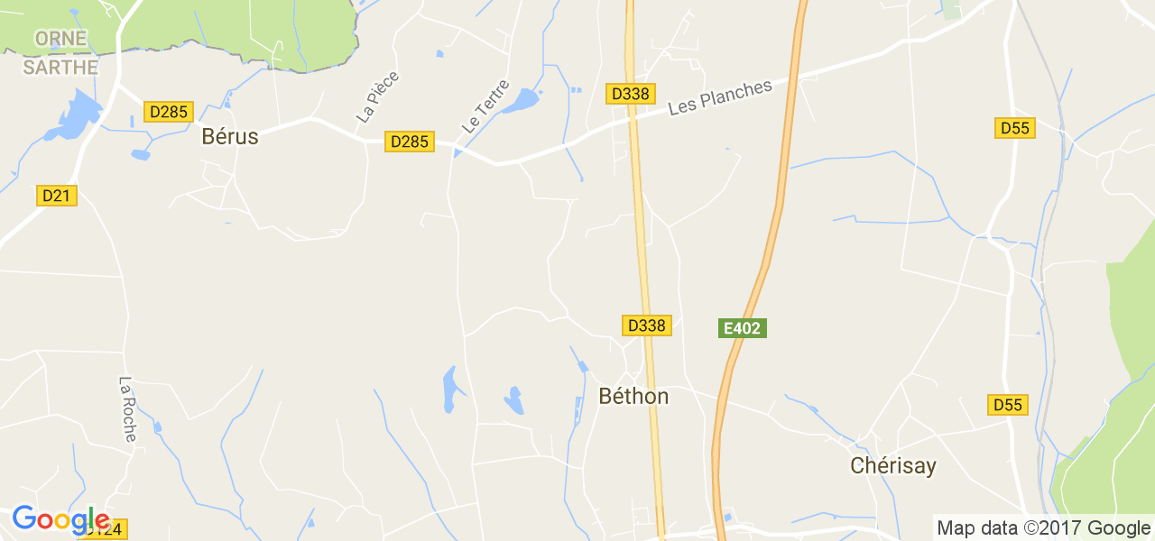 map de la ville de Bethon