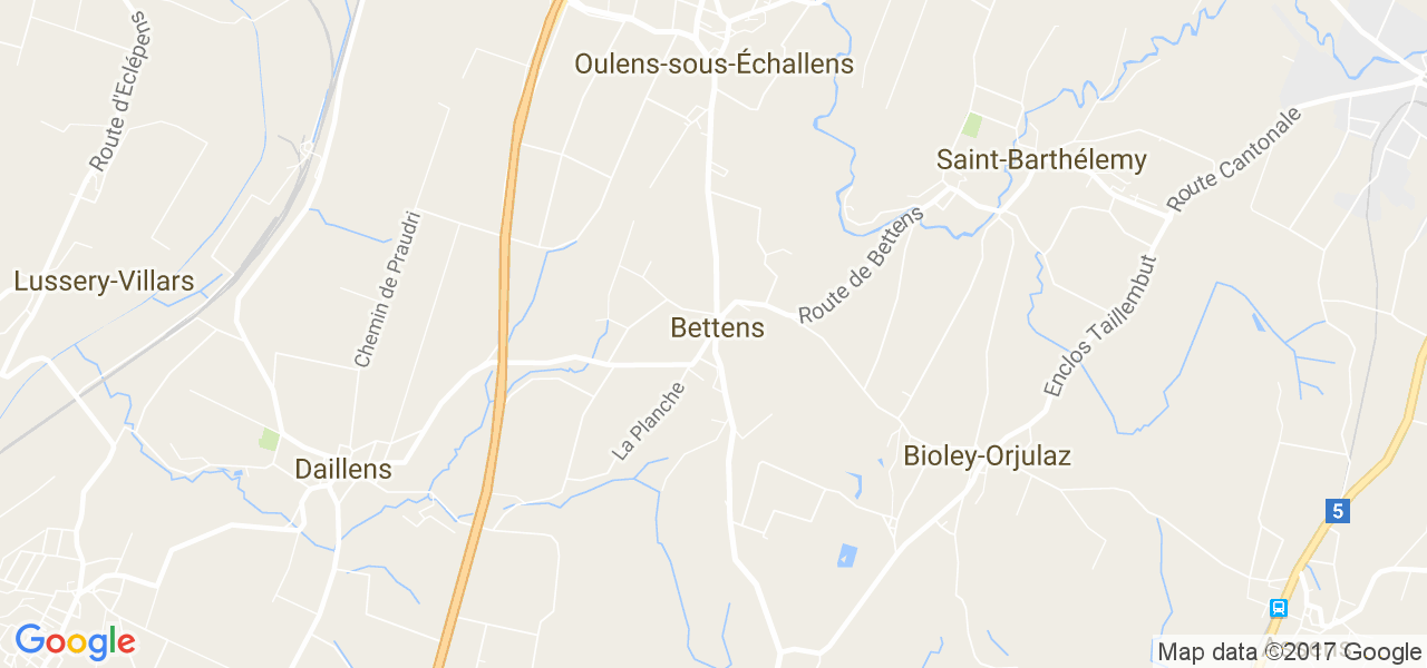 map de la ville de Bettens