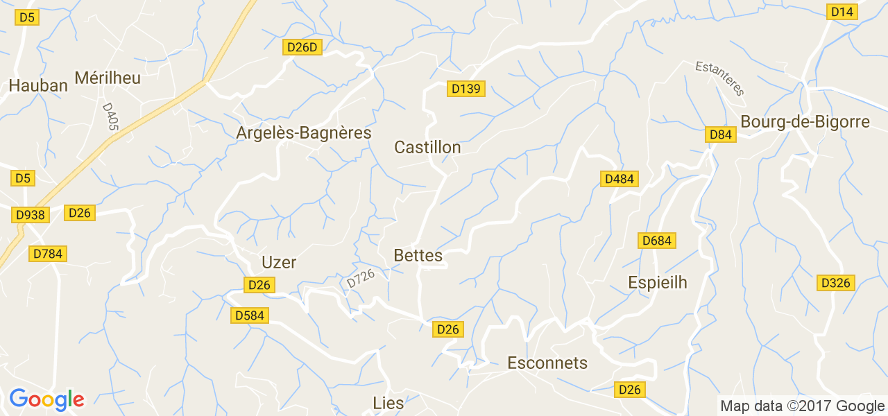 map de la ville de Bettes