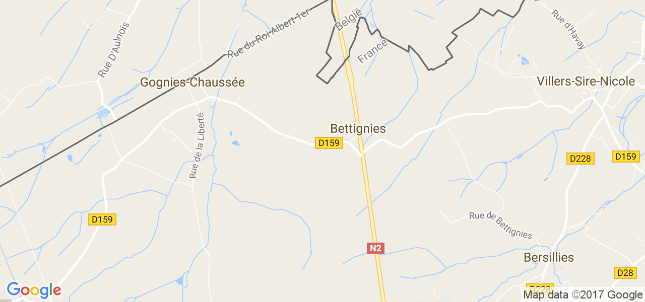 map de la ville de Bettignies