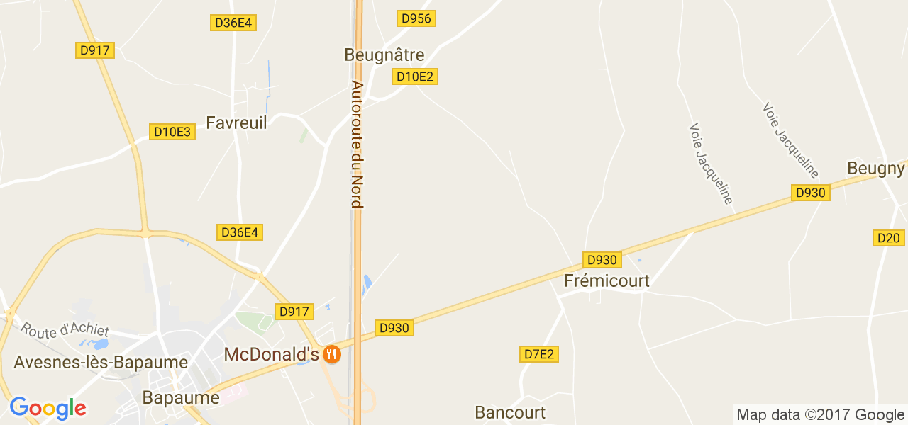 map de la ville de Beugnâtre