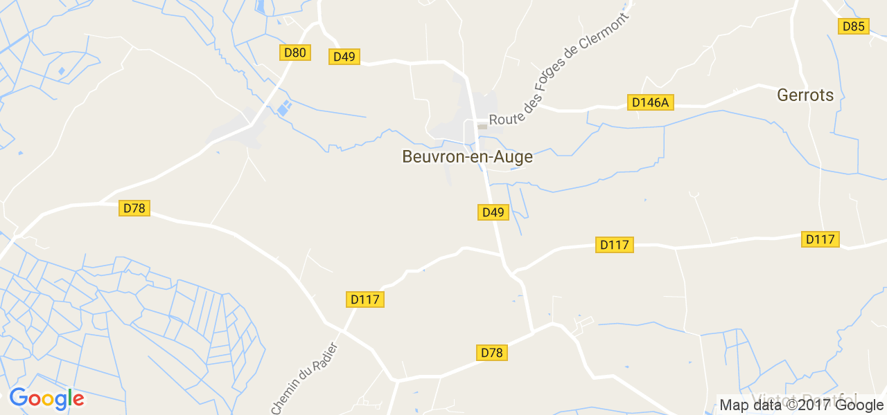 map de la ville de Beuvron-en-Auge