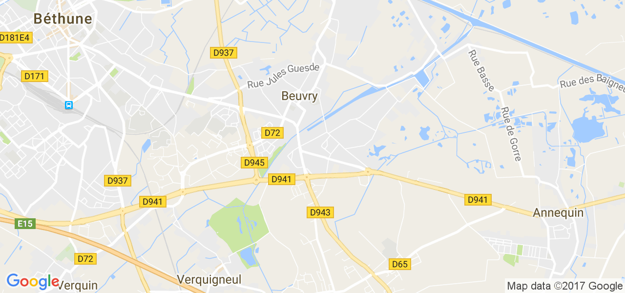 map de la ville de Beuvry