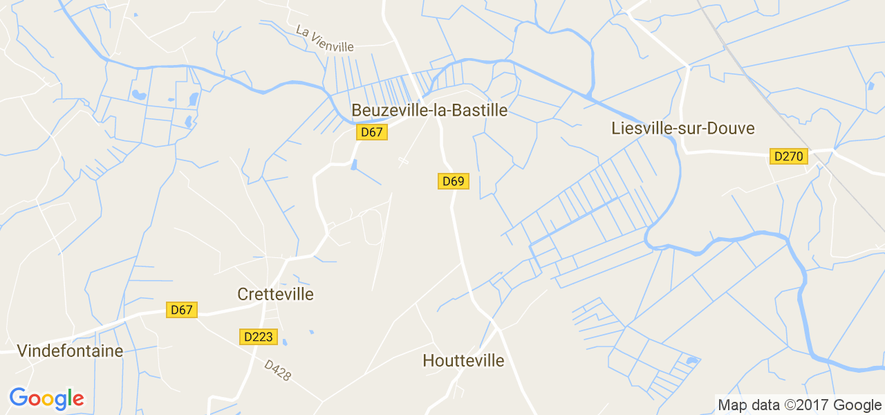 map de la ville de Beuzeville-la-Bastille