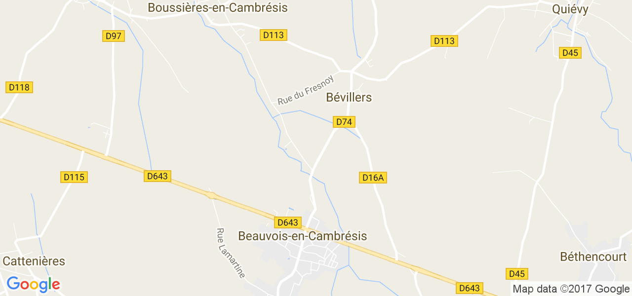 map de la ville de Bévillers