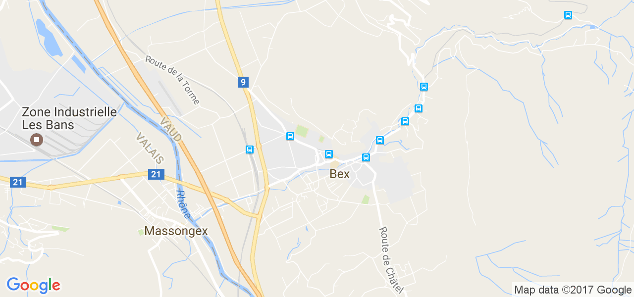 map de la ville de Bex