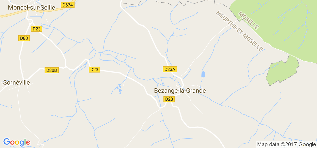 map de la ville de Bezange-la-Grande