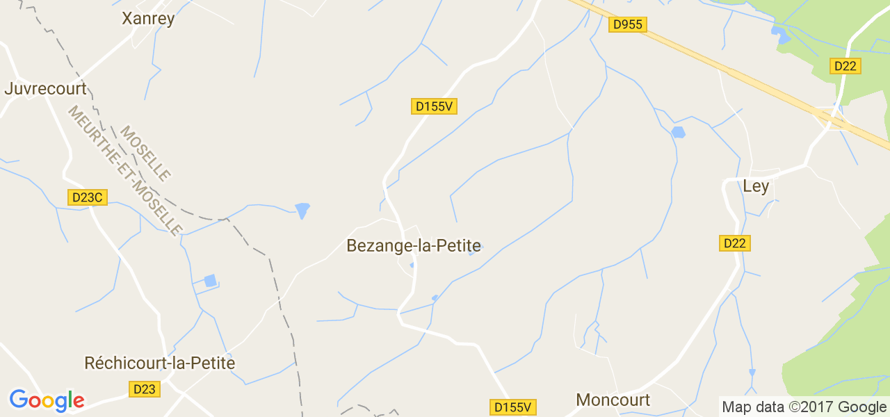 map de la ville de Bezange-la-Petite