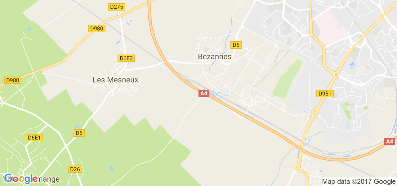 map de la ville de Bezannes