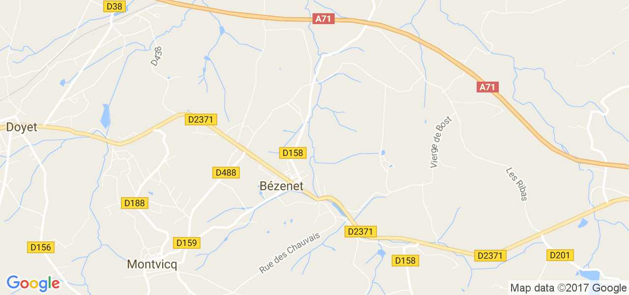 map de la ville de Bézenet