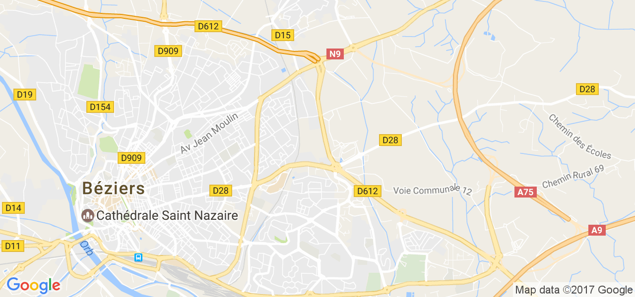 map de la ville de Béziers