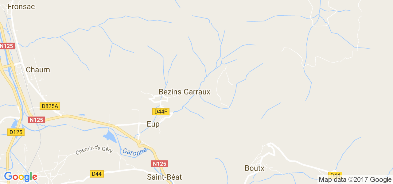 map de la ville de Bezins-Garraux