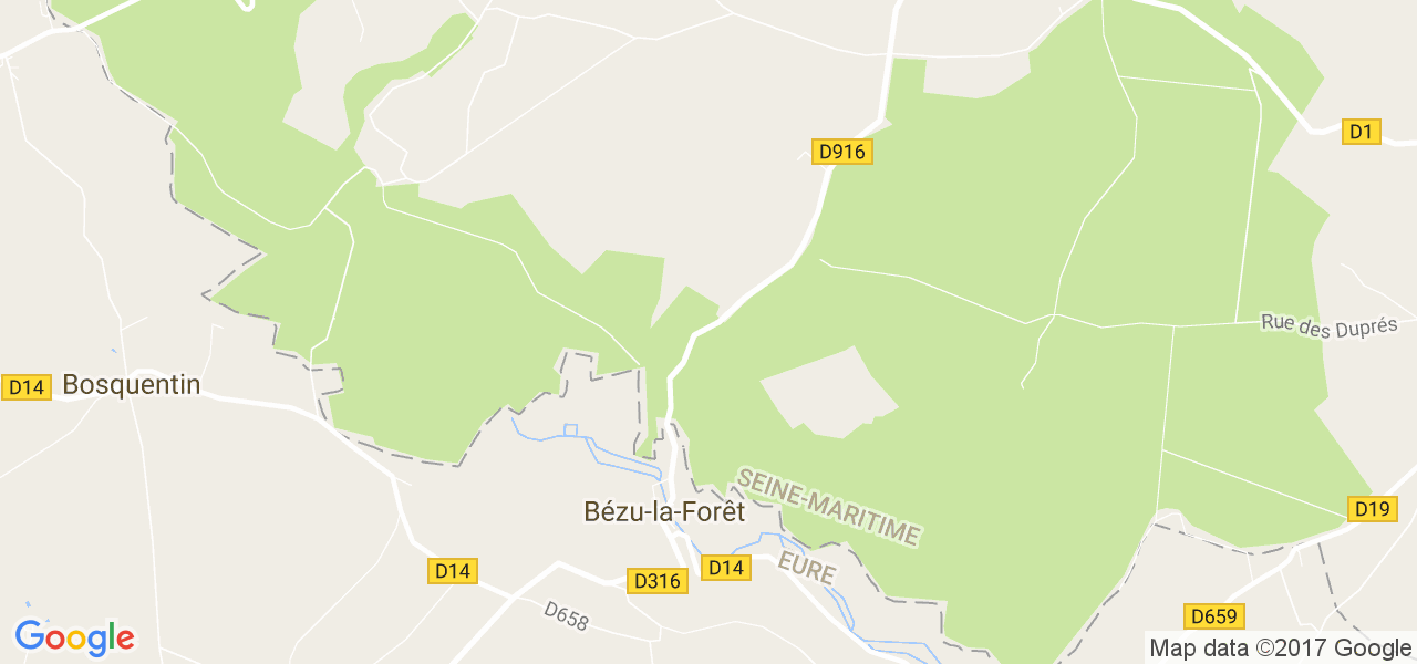 map de la ville de Bézu-la-Forêt