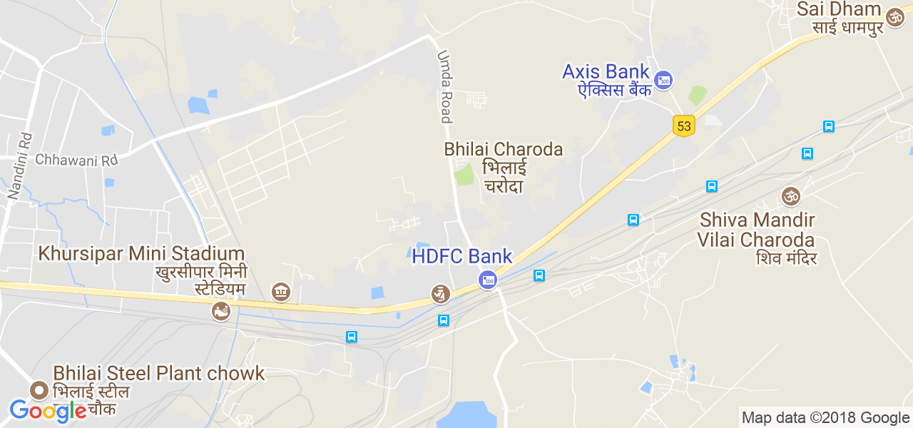 map of the city of Bhilai