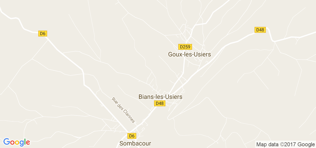 map de la ville de Bians-les-Usiers