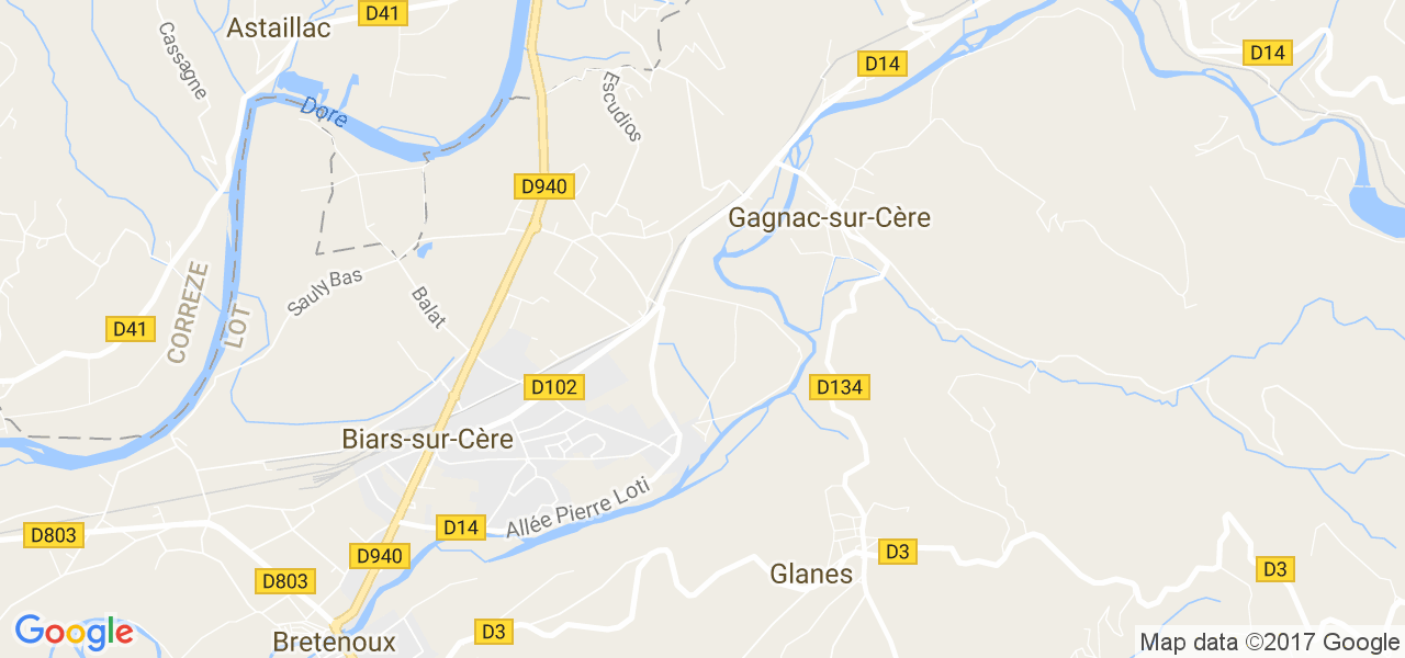 map de la ville de Biars-sur-Cère