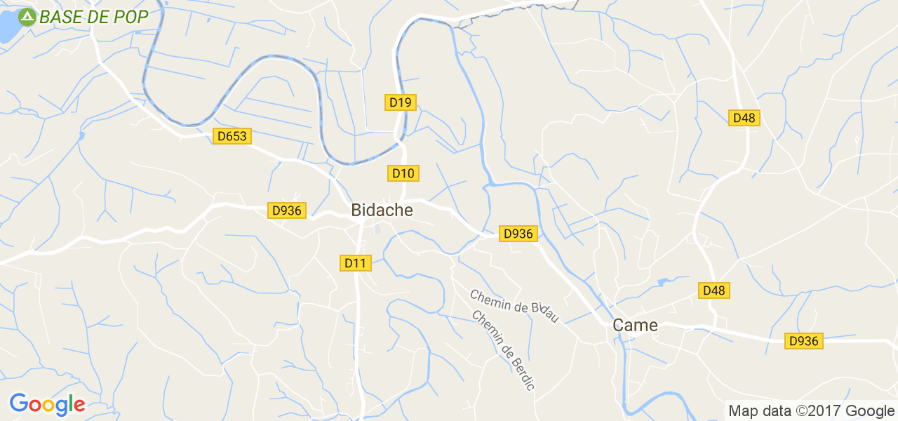 map de la ville de Bidache