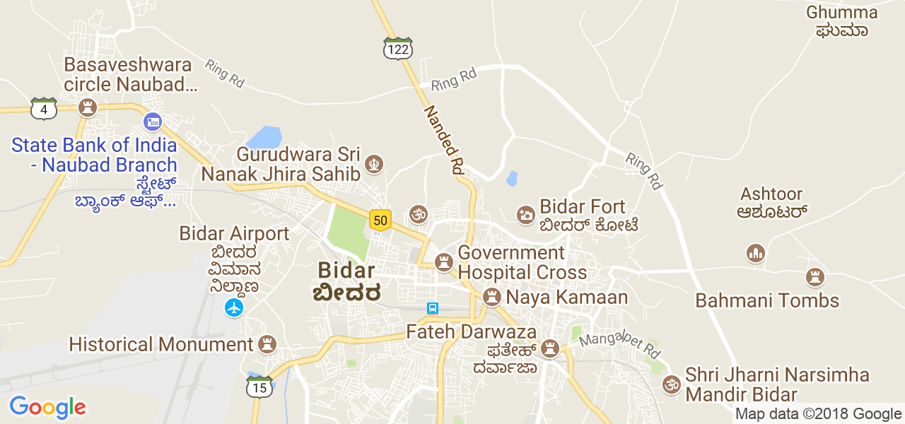 map de la ville de Bidar