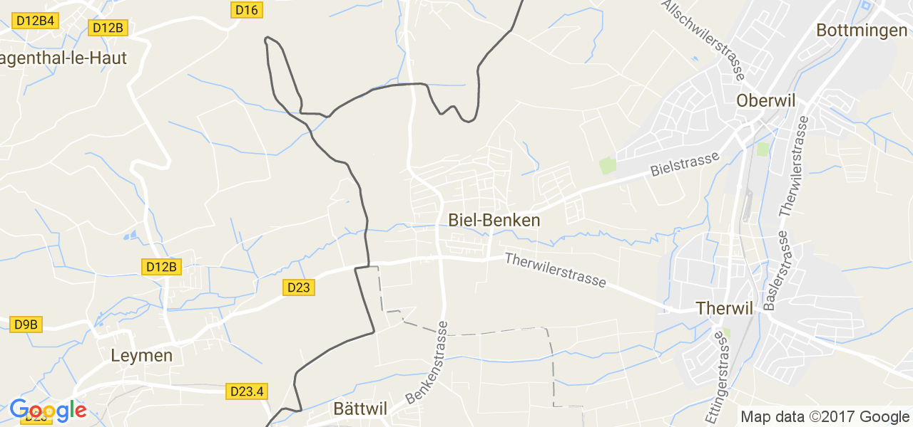 map de la ville de Biel-Benken