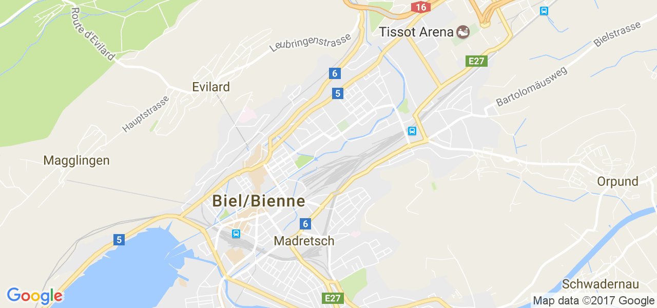 map de la ville de Biel/Bienne