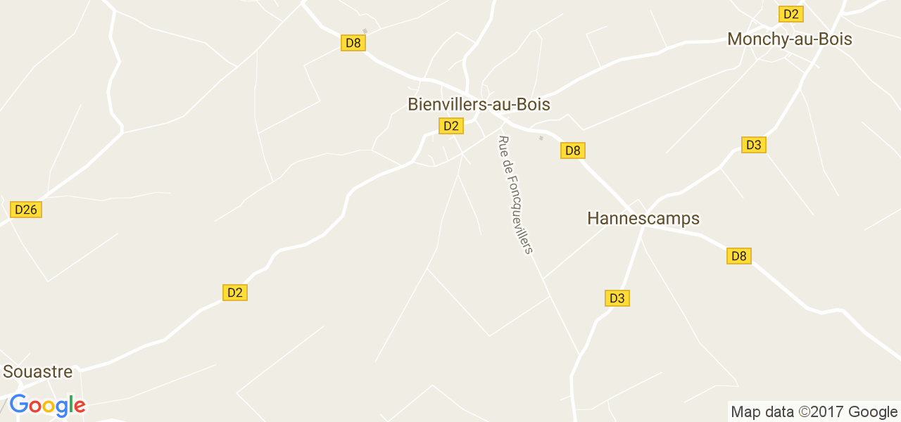 map de la ville de Bienvillers-au-Bois