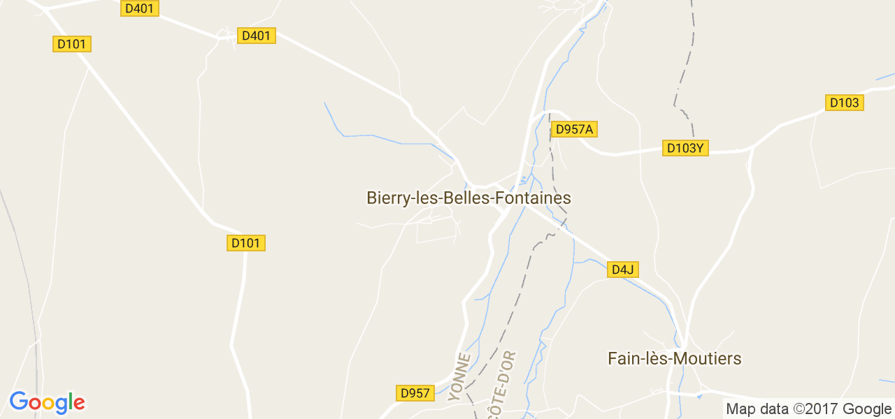 map de la ville de Bierry-les-Belles-Fontaines