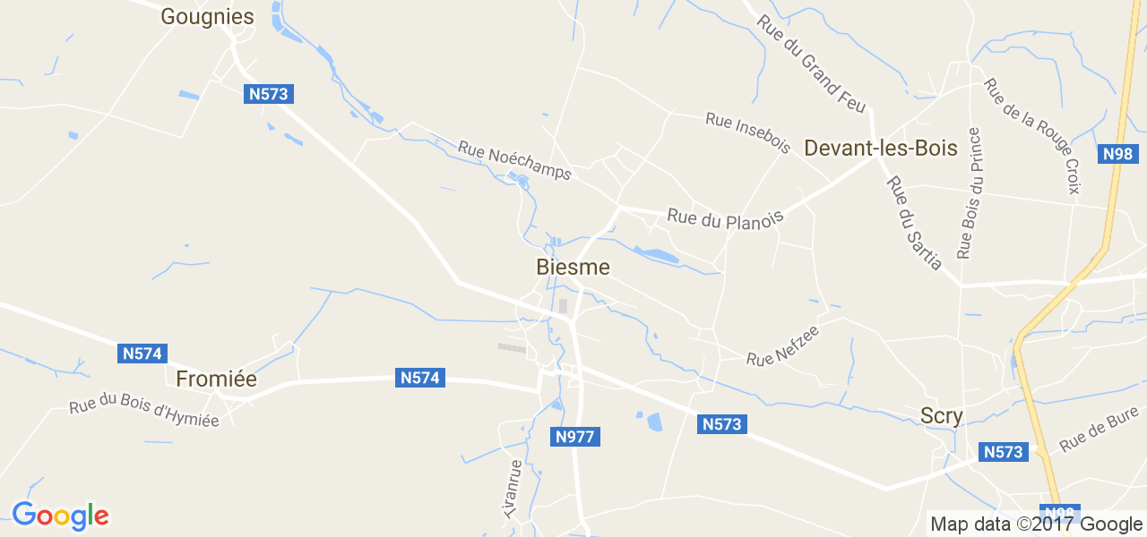 map de la ville de Biesme