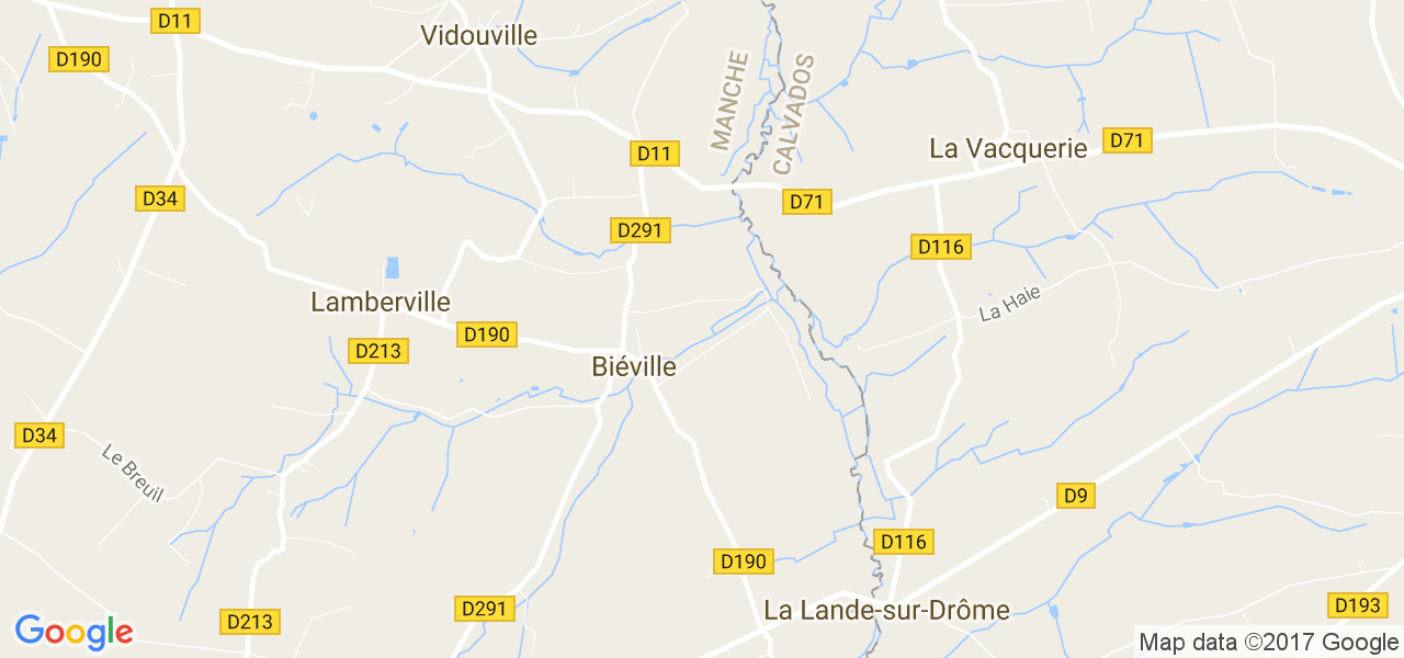 map de la ville de Biéville