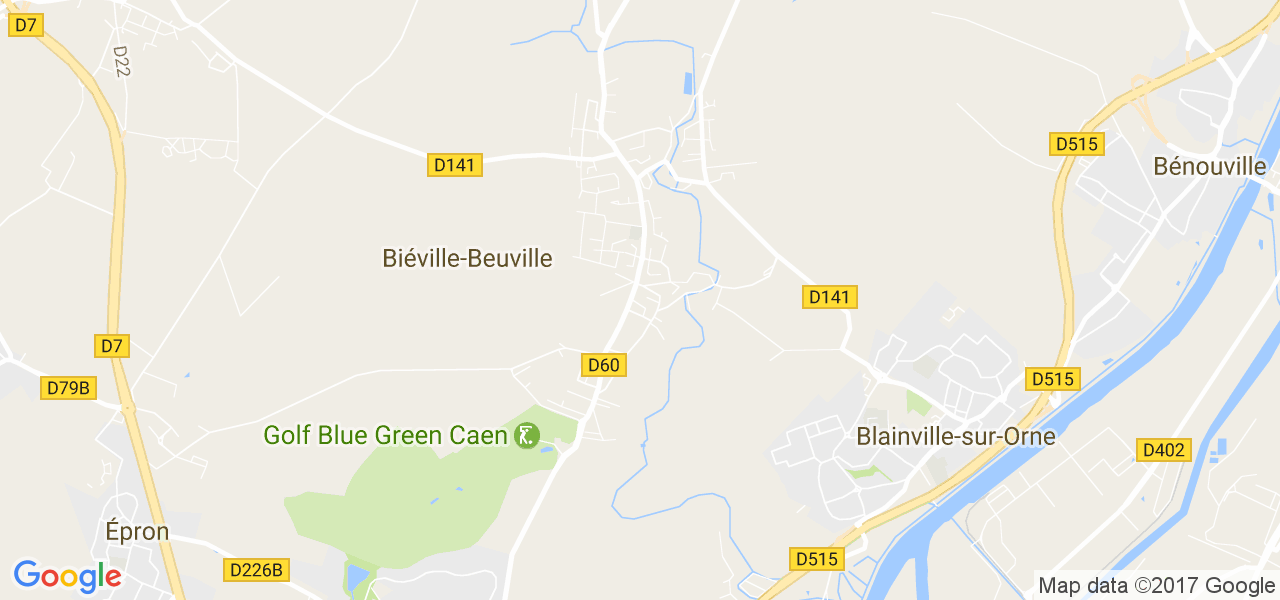 map de la ville de Biéville-Beuville