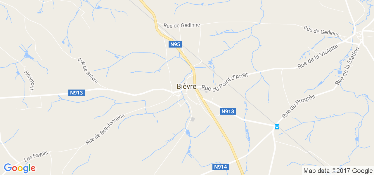 map de la ville de Bièvre