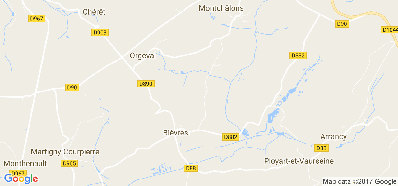 map de la ville de Bièvres