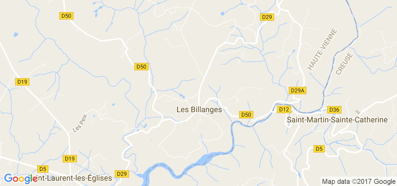 map de la ville de Billanges