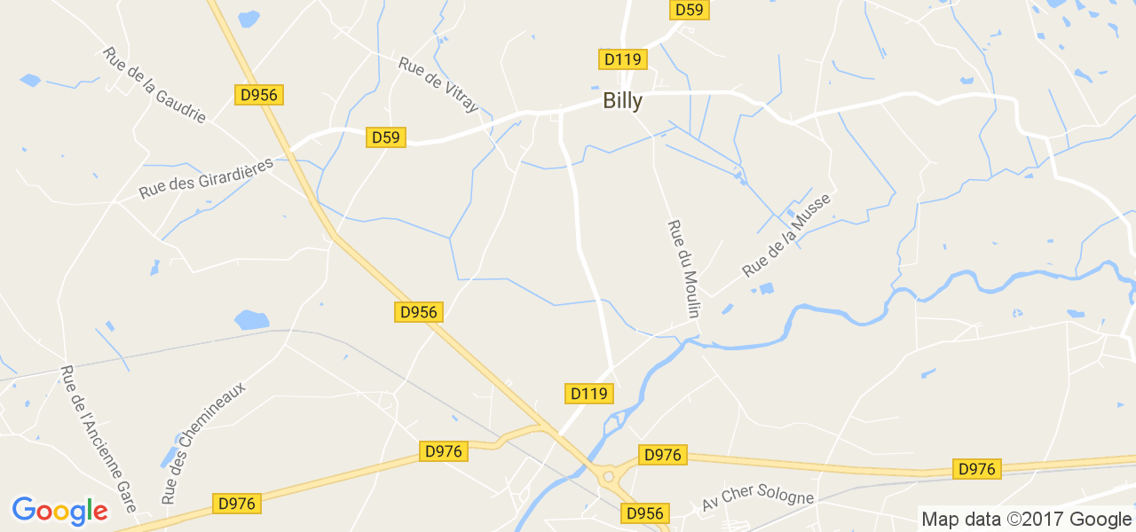 map de la ville de Billy