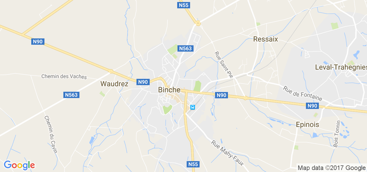 map de la ville de Binche