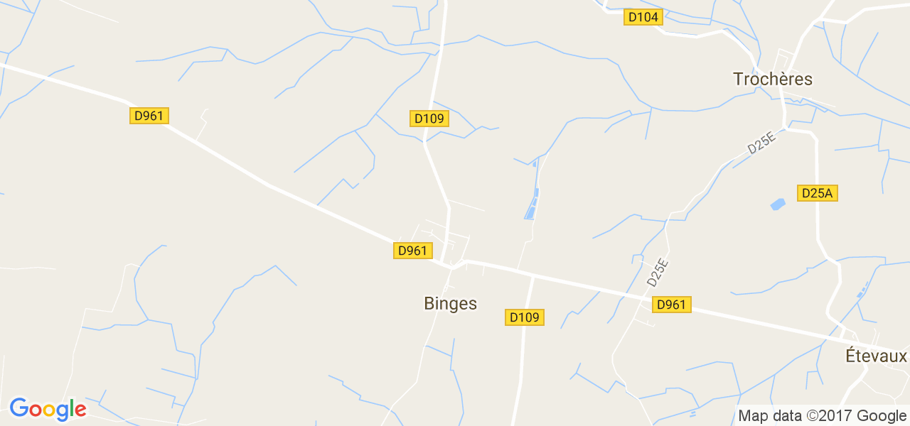 map de la ville de Binges