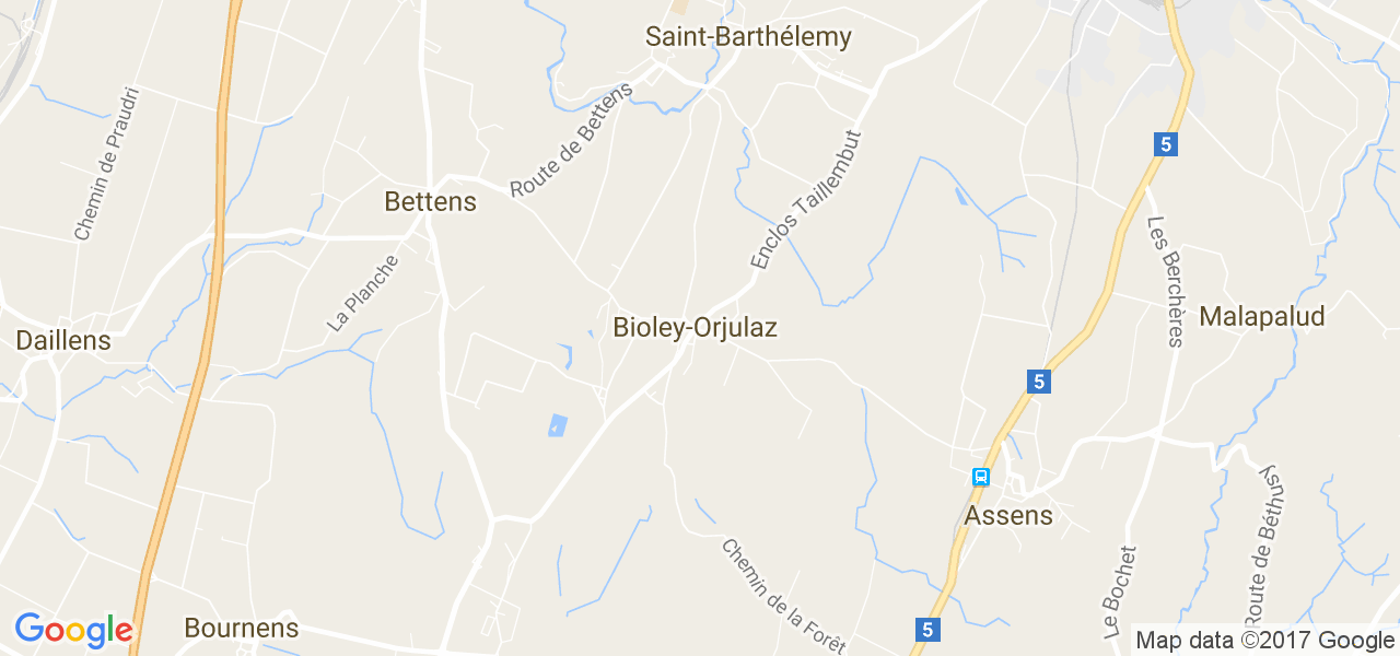 map de la ville de Bioley-Orjulaz