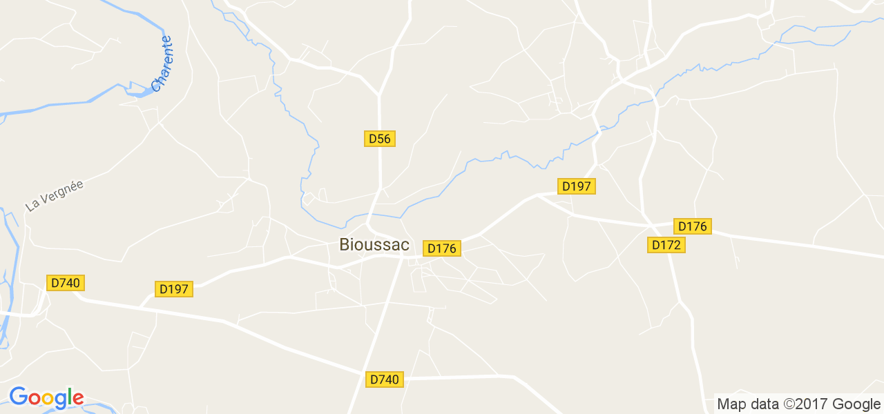 map de la ville de Bioussac