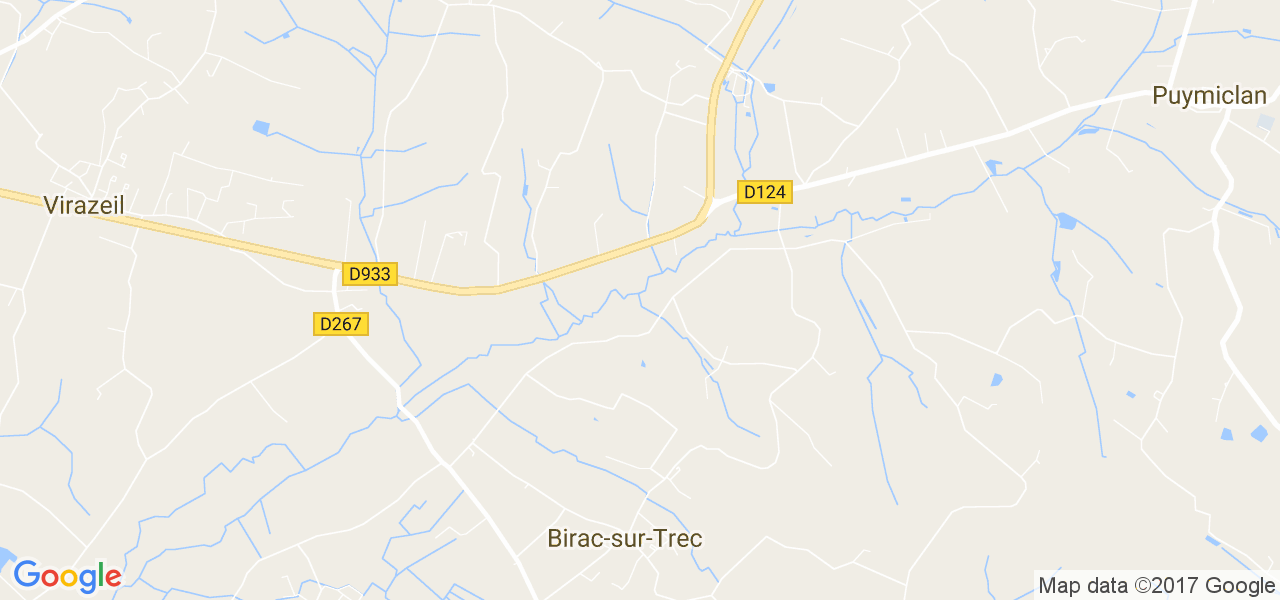 map de la ville de Birac-sur-Trec