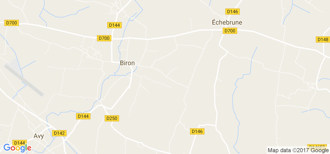 map de la ville de Biron