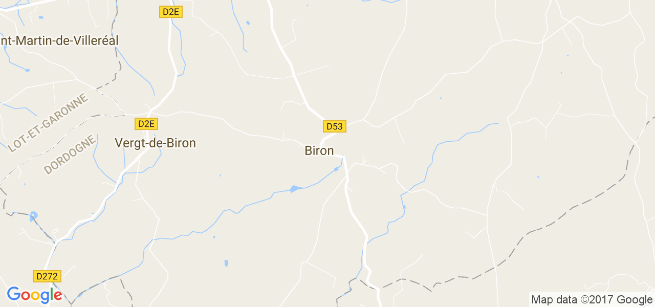 map de la ville de Biron