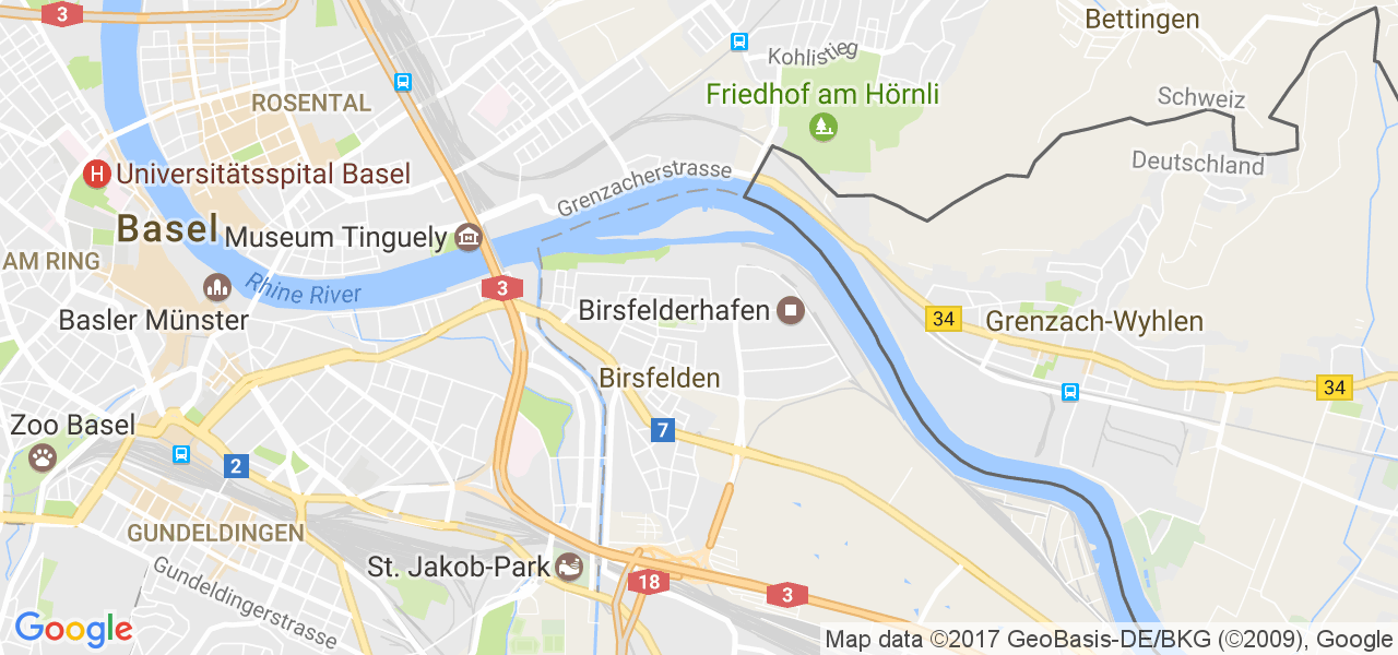 map de la ville de Birsfelden