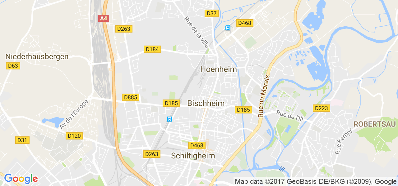 map de la ville de Bischheim