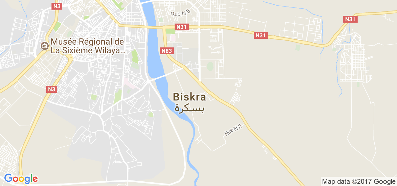 map de la ville de Biskra