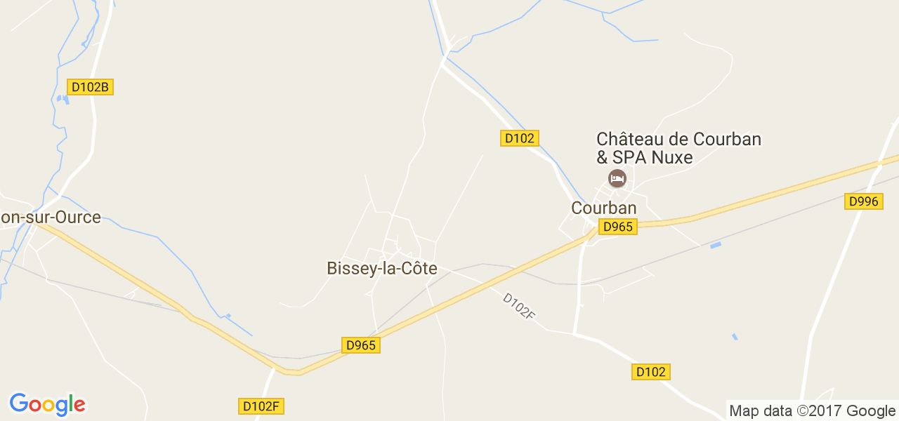 map de la ville de Bissey-la-Côte