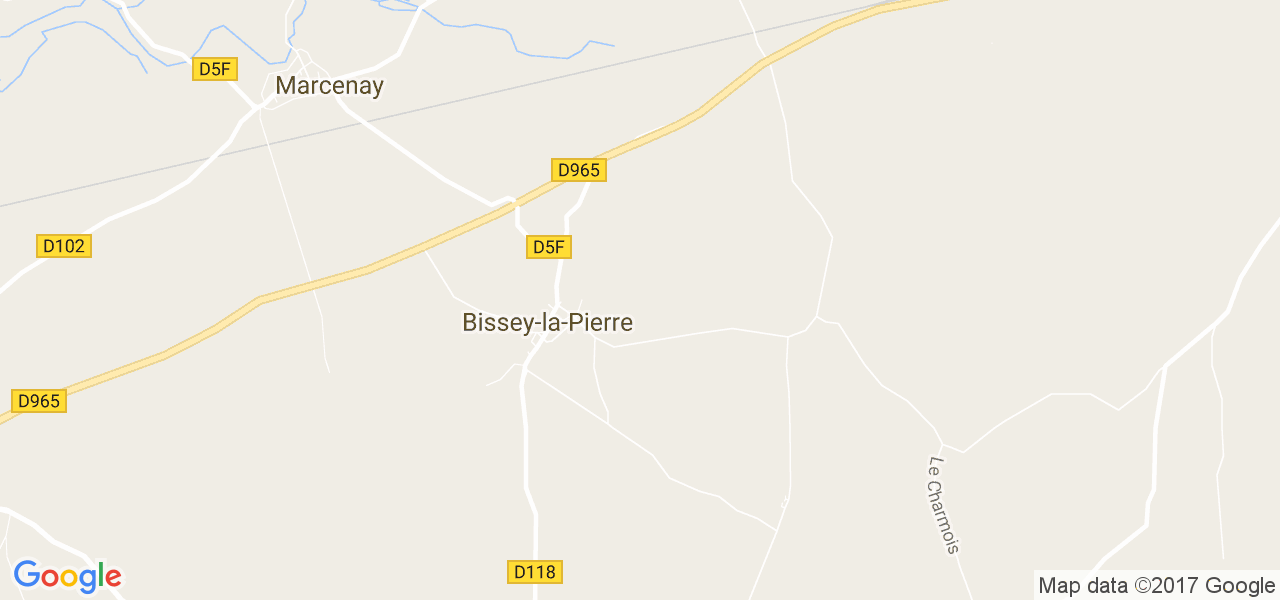 map de la ville de Bissey-la-Pierre