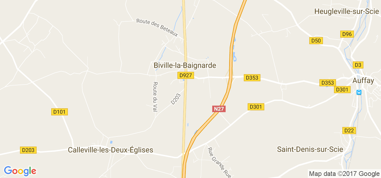 map de la ville de Biville-la-Baignarde