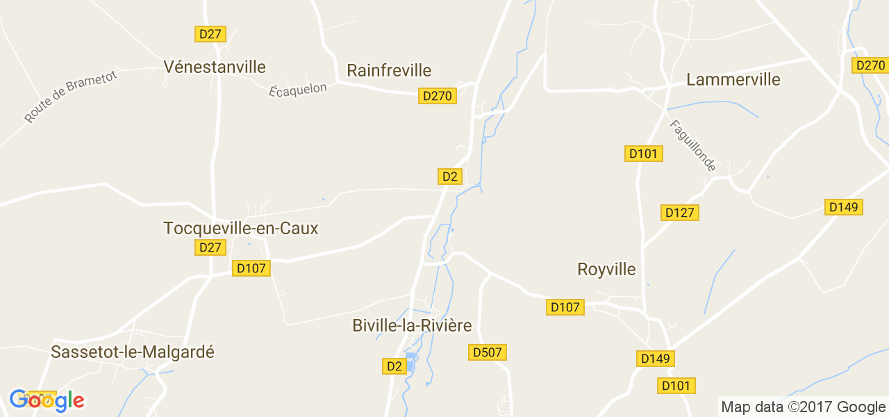 map de la ville de Biville-la-Rivière