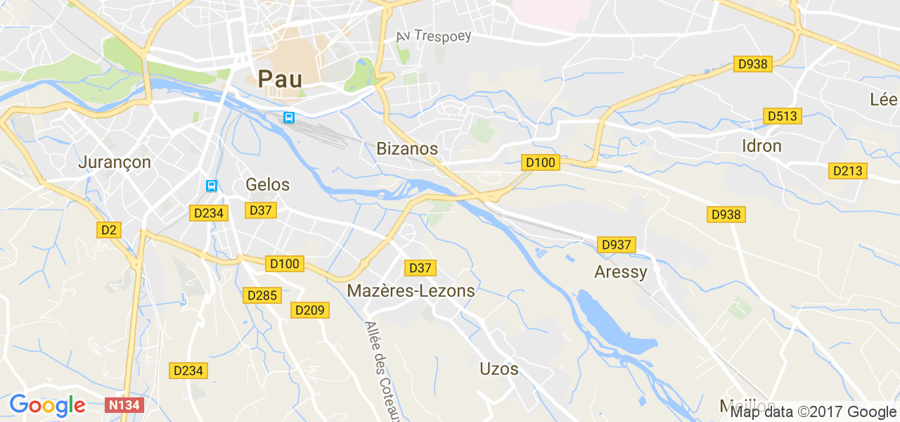 map de la ville de Bizanos