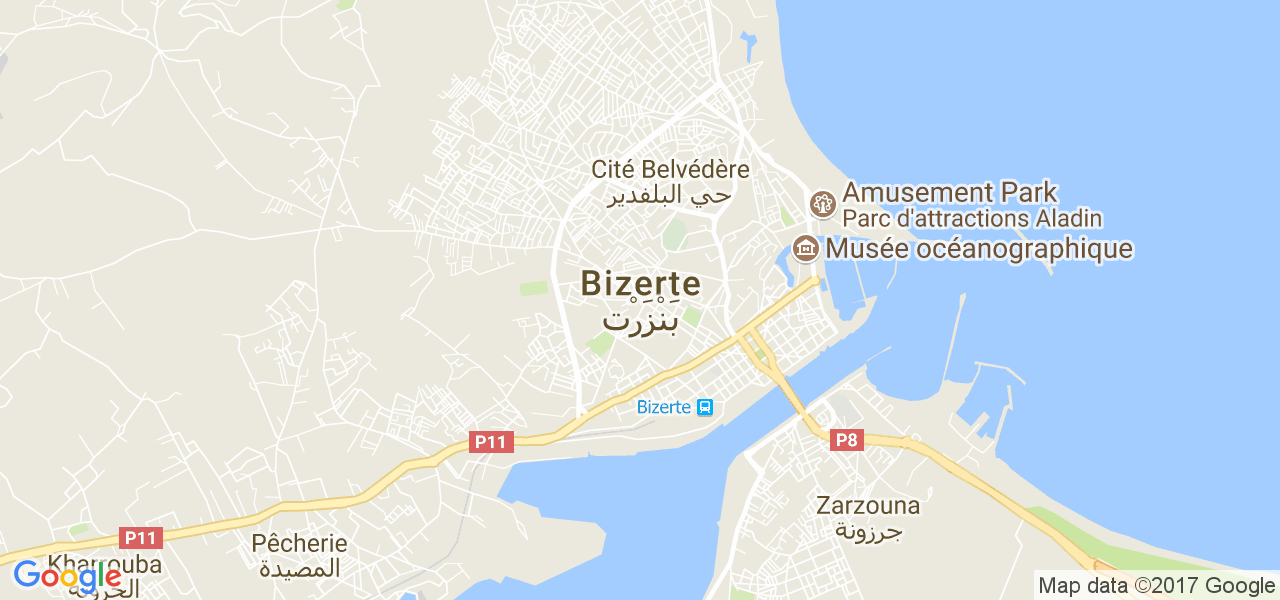 map de la ville de Bizerte