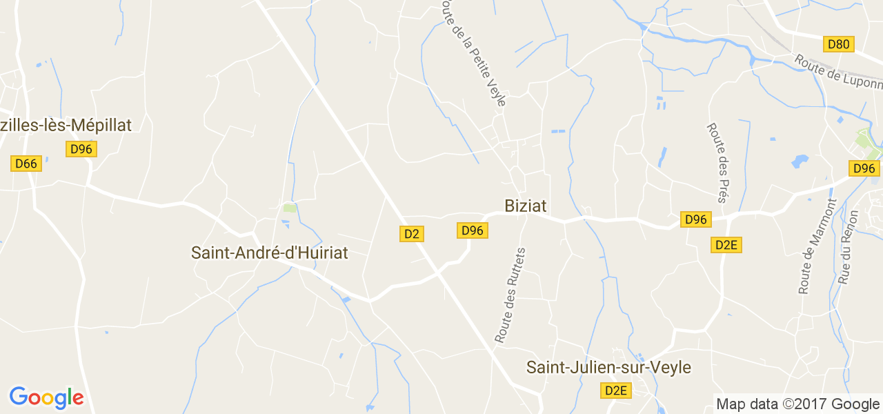 map de la ville de Biziat